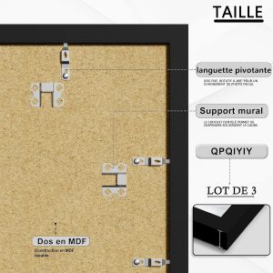 Lot de 3 Cadres Photo 20 x 30 Noir, en Bois d'ing&eacute;nierie et Acrylique, pour Photos, Affiches et Puzzles - Neuf