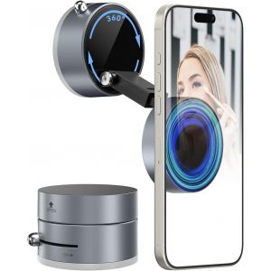 Support Magnétique Téléphone À Ventouse Sous Vide, [Pivotant 360° & Pliable] Porte-Téléphone Compatible Avec Iphone Magsafe Pour Douche/Salle De Bain/Miroir/Gym/Voiture/Cuisine, Gris[Z438] - Neuf