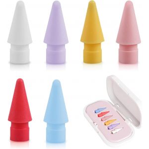 KALANKA-Lot de 6 Embouts de Stylet de Rechange pour Stylet Apple 1&egrave;re G&eacute;n&eacute;ration et 2&egrave;me G&eacute;n&eacute;ration Plume de Couleur avec Bo&icirc;te de Rangement, Embouts de Rechange Haute Sensibilit&eacute; - Neuf