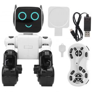Robot telecommande programmable, chantant, dansant, interactif, a commande vocale, blanc - Neuf