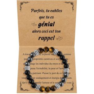 Eryi-Cadeau Homme Bracelet De Perles, Bracelet Pierres Naturelles D'amitié Porte-Bonheur, Bijoux Homme Cadeau Anniversaire Noël Fête Des Pères Cadeaux Pour Papa Grand Pere Mari Copain Couple - Neuf