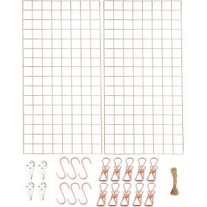 Lot De 2 Grilles Murales Multifonctionnelles, Pour Photo, Décoration Diy, Étagère Photo, Tableau Mémo, Métal, 40 X 80 Cm, Blanc - Neuf