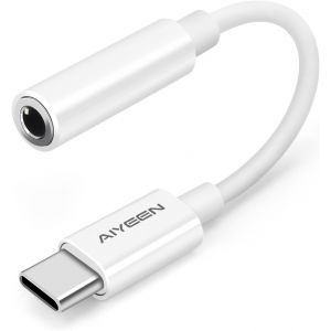 KALANKA-Adaptateur de Casque USB C vers Prise Femelle 3,5 mm am&eacute;lior&eacute;, Adaptateur Audio USB C vers Casque auxiliaire Compatible avec iPhone s&eacute;rie 15, Samsung, Pixel, iPad, MacBook (Blanc) - Neuf