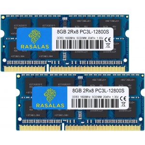 16GB Kit 2x8GB 1600MHz PC3L-12800: DDR3 16GB DDR3L Non ECC Unbuffered 1.35V CL11 2Rx8 Dual Rank SODIMM Laptop Memory Ram - Neuf