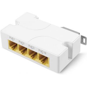3 Port Gigabit PoE Extender,R&eacute;p&eacute;teur POE+ 100 m&egrave;tres (328 ft) Extension Conforme IEEE802.3af/at,1000Mbps RJ45,1 in 3 Out PoE Adapter pour Cam&eacute;ra POE/POE Device,Plug and Play(POE5005G) - Neuf