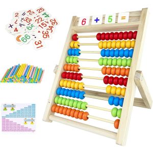 boulier r&egrave;gle &agrave; calcul, Puzzle Enfant B&acirc;ton Mathematiques Bouliers avec 100 Baguettes de Comptage et 100 Cartes Num&eacute;riques, Abacus Color&eacute; pour Les &agrave; Partir de 3 Ans Enfant Abacus Jeu - Neuf