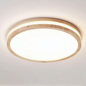 GERG-Plafonnier LED Moderne 24W Rond Plafonnier Bois Lampe de Plafond 4500K Lumi&egrave;re Neutre Luminaire Plafonnier LED Int&eacute;rieur pour Salon Cuisine Couloir Salle &agrave; manger Chambre, &Oslash;30cm - Neuf