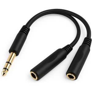 6.35mm TRS Stereo Male to Dual 6.35mm TRS Female Splitter Cable,Audio Adapter for Headphones and Amplifiers,Fidelity Sound Quality - Neuf