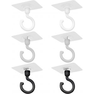 Lot de 6 Crochets Muraux Autocollants Rotatifs pour Plafond - Adh&eacute;sifs, de Transport, pour Serviettes de Salle de Bain - Neuf