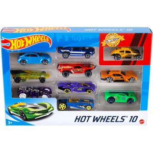 Coffret cadeau Hot Wheels 10 voitures miniatures 1 64 m&eacute;tal plastique multicolore &agrave; partir de 3 ans - Neuf