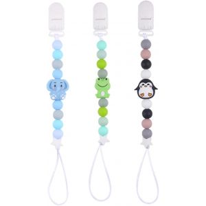 Lot De 3 Attache-T&eacute;tines En Silicone-Motif Animal De Dessin Anim&eacute;-Sangle De S&eacute;curit&eacute; Pour Jouets-Attache-T&eacute;tine Pour Gar&ccedil;ons Et Filles-Cha&icirc;ne Universelle Pour Jouets (A) - Neuf