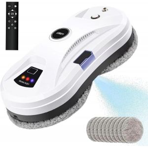 CHECARZHN--NO1-Robot Nettoyeur Vitre, Robot Laveur De Vitre Electrique Automatique Robot De Nettoyage De Vitres Automatique Avec Jet D'Eau, Robot Lave Vitre À Télécommande 5600Pa De Aspiration Puissante - Neuf