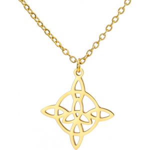 Kal-Collier N?ud De Sorcières En Acier Inoxydable Collier À Pendentif N?ud Celtique Symbole Wiccan N?ud Magique Amulette De Sorcellerie Pour Femmes Charmeuses - Neuf
