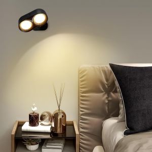 Applique Murale Led D'intérieur À Piles,3 Modes De Couleur,Lampe De Chevet Noire À Intensité Variable,Applique Murale Rotative À 360° Sans Fil Pour Chambre À Coucher,Couloir,Escalier,Salon - Neuf