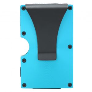 HJLIAN Porte-cartes de visite simple avec pince a billets, boite en acier inoxydable, portefeuille pour homme, cadeau (bleu x 11#) - Neuf