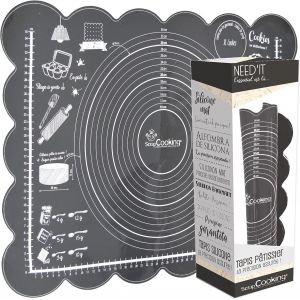 AYUHR-- Tapis Pâtissier en Silicone Need¿it - Grande Taille 60 x 43,5 cm - Pour Préparation & Cuisson Four Pâtisserie - Souple, Antidérapant & avec Mesures - Gris Anthracite - 5254 - Neuf