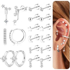 Kal-Boucles D'oreilles Femmes Acier Inoxydable Petites Boucles D'oreilles Argent Créoles Or Piercing Oreille Cartilage Clous D'oreilles Hypoallergéniques Lot Boucles D'oreilles Femme Or - Neuf