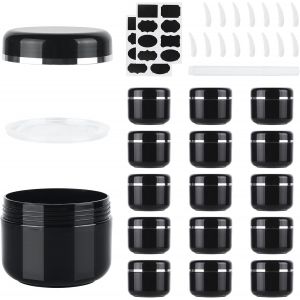 15 Pièces 50ml Contenant Cosmetique Vide,Pot Vide Cosmétiques,Pots de Crème de Cosmétiques en Plastique,avec Spatule et Étiquette,Stylo pour Crème Lotion - Neuf