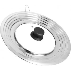 KALANKA-Couvercle universel en verre pour casseroles, 24 à 30 cm Couvercle en Verre avec Trou Vapeur, couvercle poele, couvercles pour casseroles et poêles pour poêles, wok, cuiseur vapeur, Argenté - Neuf