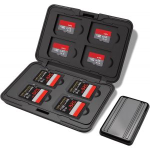 NSIECD-&Eacute;tui de Rangement Imperm&eacute;able pour 8 Cartes SD/SDHC/SDXC + 8 Cartes Micro SD/TF, Housse de Protection Compacte avec Mousqueton pour Photographes,Noir - Neuf