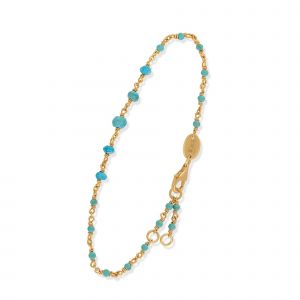 Bracelet En Argent Dor&eacute; Cascade Pierre Amazonite - Neuf