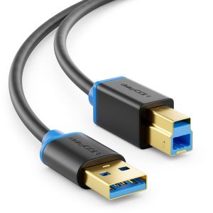 JGD-3,0m USB 3.0 Super Speed C&acirc;ble Connecteur USB A Vers USB B C&acirc;ble de Donn&eacute;es Jusqu'&agrave; 5 Gbit/s Pour p. ex. Imprimantes Scanner Imprimantes Multifonctions Noir - Neuf