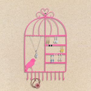 Presentoir A Bijoux En Metal, Support A Suspendre Pour Boucles D'oreilles Et Colliers, Rose - Neuf