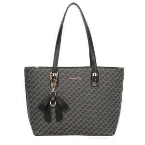 Sac Cabas pour Femme Motif Graphique Effet Tressé avec N?ud Breloque Décoratif Gallantry Gris - Neuf