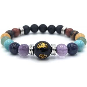 Bracelet Chakra En Pierres Précieuses Naturelles De Qualité Supérieure - Pour Plus D'harmonie Et D'équilibre - 7 Perles Chakras Et Pierres De Lave - Neuf