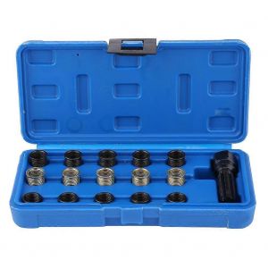 16Pcs 14mm x 1.25 Spark Plug Thread Repair Tool Kit M16 Tap W / Portable Case - Neuf