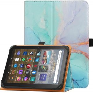 Étui Universel Pour Tablette 7 Pouces 8 Pouces, Étui Folio Universel Housse De Protection Pour Tablette Tactile 7"" 8"", Avec Bande De Fixation En Silicone Réglable Et Dragonne-Marbl[Coq9125518] - Neuf