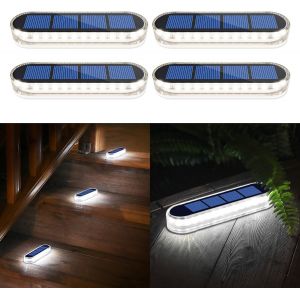 Lampe Solaire Exterieur Jardin, Lampe Solaire Exterieur, Lumi&egrave;re Blanche 5700k Led Spot Solaire Exterieur Avec Auto On/Off Lampadaire Exterieur Ip68 Etanche Solaire Luminaire Exterieur, 4 Pcs - Neuf