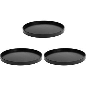 Checarzhn--No1-3pcs Plateau De Service Round En Bois Ø 30 Cm Anti-Dérapant Assiettes Et Plats Petit Déjeuner Plateaux À Thé Pour Serveur D'hôtel Servant Des Plats, Assiette Décoration Dessert - Neuf