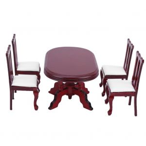 Table A Manger Et Chaise Miniatures Pour Maison De Poupee 1:12, Meubles De Salle A Manger, Modele De Jouet, Accessoire, Table A Manger Et Chaise En Sequoia - Neuf