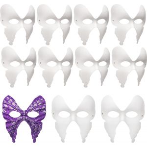 10 Pcs Masque Papillon,Masque De Renard,Therian Mask,Masques En Papier &Agrave; Peindre Blanc,Masque Blanc &Agrave; D&eacute;corer,Diy Peinture Masques De Peintable Pour Halloween Cosplay Mardi Gras Part - Neuf