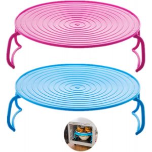 Plateau Rond Cuiseur Vapeur Rack Double Couche Vapeur Rack Support de Plateau de Cuisson en Plastique Multifonctionnel Plateau Rack Plateau pour Micro Ondes Accessoires de Micro Ondes pour Four 2 pcs - Neuf