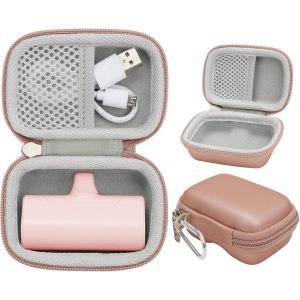 Housse Protection Compatible Avec Iwalk/Veger/Charmast Compact De 4800/4500/3350mah 5000mah Batterie Externe Chargeur Power Bank(Rose,Housse Only)[Z1828] - Neuf