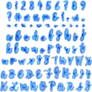 JEXNOVASHOP-Lot de 83 tampons alphabet pour fondant, emporte-pi&egrave;ces lettres et chiffres en plastique, tampons &agrave; biscuits, lettres italiques, r&eacute;utilisables, pour d&eacute;coration de g&acirc;teaux et p&acirc;tisseries p - Neuf