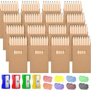 Kalanka-16 Bo&icirc;tes De 8 Crayons De Couleur Par Paquet Total 128 Mini Crayons Et 4 Taille-Crayon Id&eacute;al Pour L'&eacute;cole, Le Bureau, Les Loisirs - Neuf