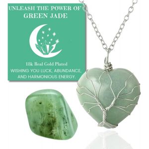Eryi-Collier Bracelet En Pierre De Lune - Amour Lunaire - Fil Arbre De Vie Plaqué Platine/18 Carats Or Fait À La Main, Pendentifs En Forme De Lune/C?ur/Goutte D'eau En Cristal Naturel - Neuf