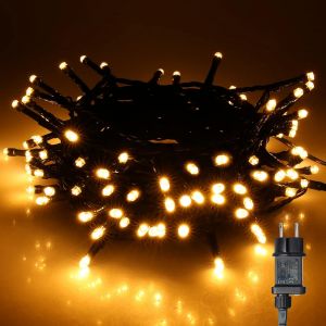 Kal-Guirlande Lumineuse 10m 100ledsguirlandes Led 8 Modes D'éclairage Ip44 Étanche Avec Prise Extérieur Et Intérieur Guirlande Lumineuse De Noël Décoration De Rideau Jardin Fête De Mariage - Neuf