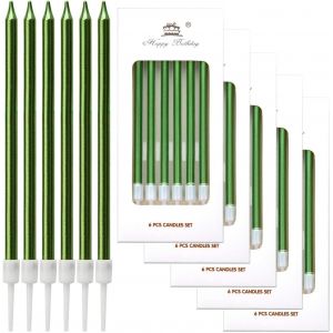 Chenquansarl-36 Pi&egrave;ces Bougies De G&acirc;teau D'anniversaire, Bougie Anniversaire Longue Avec Supports, Bougies Fine Pour La D&eacute;coration De F&ecirc;te De G&acirc;teau De Mariage D'anniversaire (Vert) - Neuf