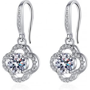Kal-Boucles D`Oreilles Argent 925 Boucles D`Oreilles Femme Hypoallergéniques Rond/Feuille/Pétale D`Oie/Ovale/Goutte D`Eau/Carré Boucles D`Oreilles Bijoux Boîte-Cadeau - Neuf