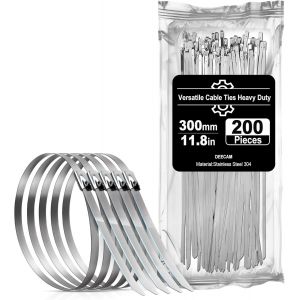 CHECARZHN--NO1-Serflex Inox Collier De Serrage 200 Pièces 300×4.6Mm,Serre,Câbles Inoxydable Avec Attache Câblées Acier, Pour Échappement,Câbles Groupés¿Clôtures Serre Cable Acier,Bande Thermique Echa - Neuf