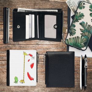 Portefeuille Girafe et dinosaure grimpant Compétition d'escalade Bloc_3857 Compact en Simili-Cuir PU Porte-Cartes avec Fermeture Éclair Multi-Poches Unisexe Homme Femme A - Neuf
