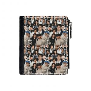 Portefeuille Collage de Damon Salvatore=15 Compact en Simili-Cuir Porte-Cartes Fermeture Éclair Homme Femme Ad - Neuf