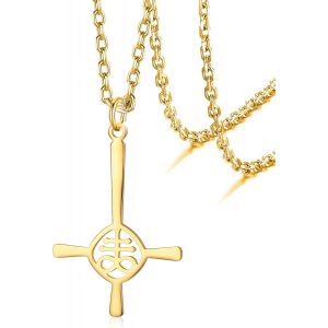 Kal-L&eacute;viathan Croix Collier Pour Femmes Hommes Couches Satanique Symbole Collier En Acier Inoxydable Croix Pendentif Satan &Eacute;glise Bijoux - Neuf