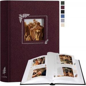 Album Photo Scrapbooking,Petit Lin conception de fen&ecirc;tre DIY Album 60 Pages Blanches Avec S&eacute;parateurs de Cellophane Pour 9x13cm 10x15cm 13x18cm Photos (19x27cm,Violet) - Neuf