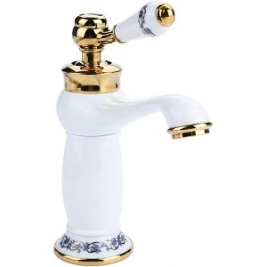 (blanc)Avec 60 cm de Tuyau en Laiton Antique en Céramique de salle de Bains Robinet d'Évier de Porcelaine Bleue et Blanche Long Cou Vintage Cuisine Évier Robinet Robinet Mélangeur d'Eau C - Neuf