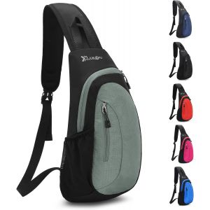 nzqaf-Sacoche Homme Bandouliere Grande Capacité Sac de Poitrine Homme et Femme Léger Étanche Sling Petit Sac à Dos pour Hommes Femmes Randonnée Cyclisme Voyager Plein Air Gris Clair - Neuf